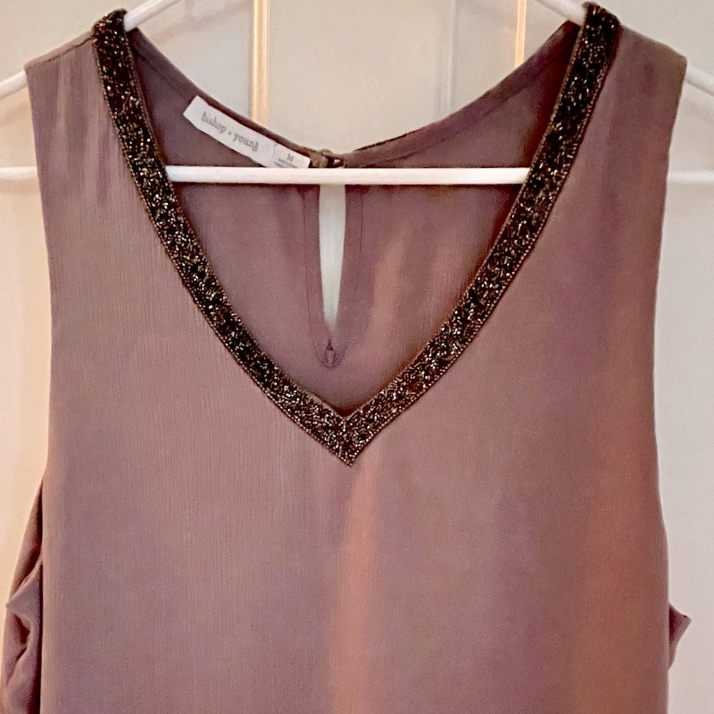 Bishop & Young sleeveless Top Taupe size Medium with beading